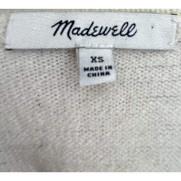 Madewell  Colorblock Cardigan Sweater Wool Alpaca Size XS White Ran Kent Relaxed - Picture 4 of 7